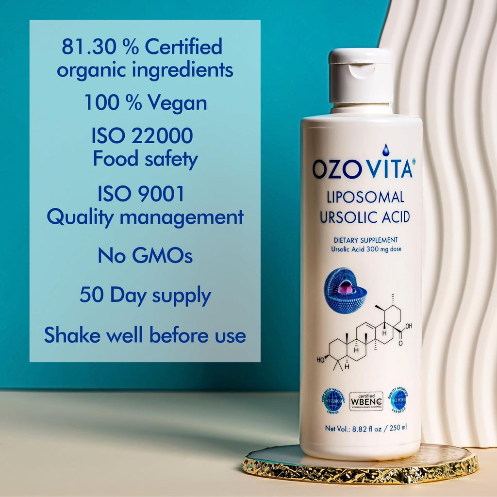 Ursolic Acid Supplement 300mg | Liposomal Liquid for Enhanced Bioavailability | Extract from Rosemary Leaf | Vegan, PEG-Free & Organic Ingredients | Cellular & Metabolic Health | 2 Month Supply