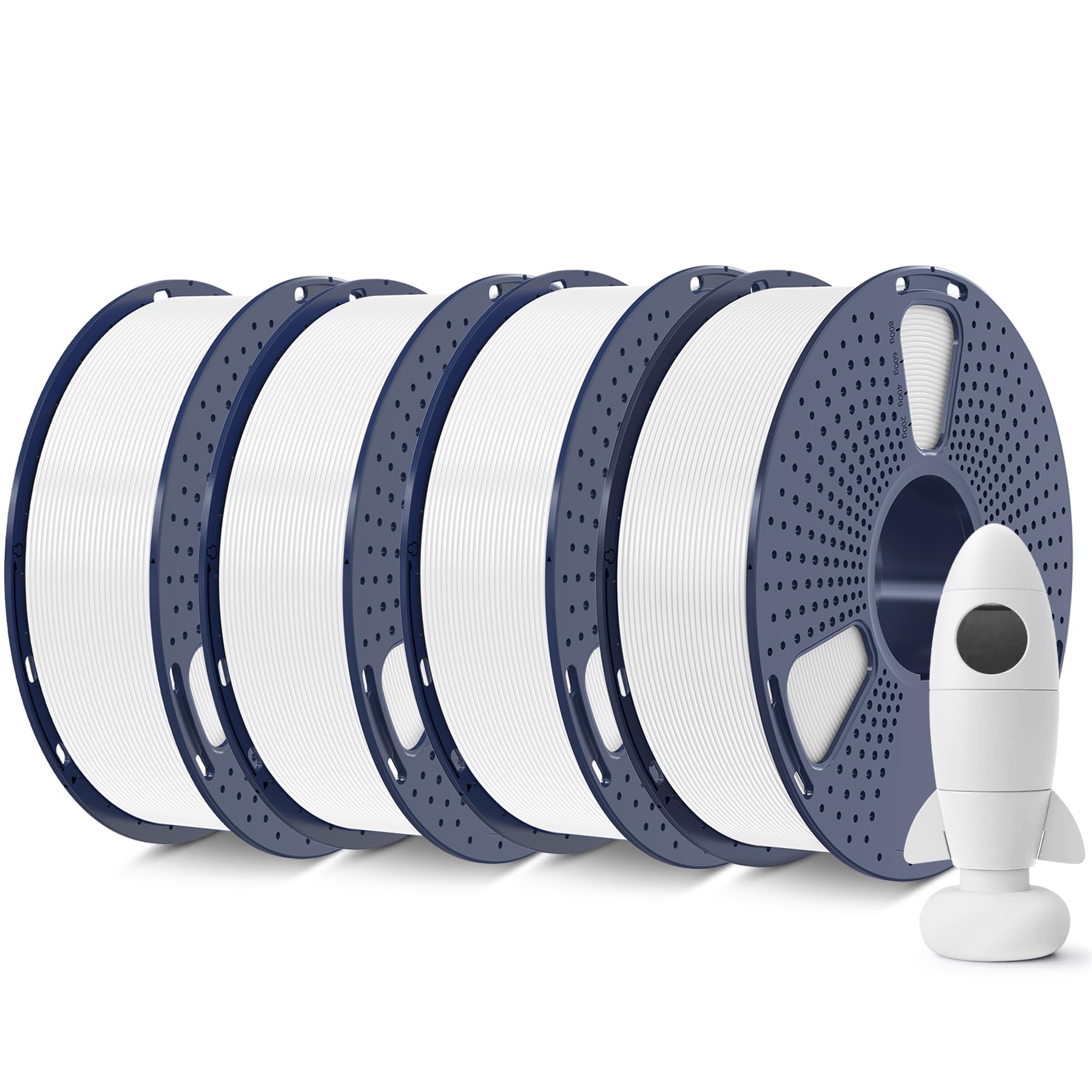 SUNLU 4KG 3D Printer Filament Bundle PLA Matte 1.75mm, Neatly Wound Filament with Matte Finish, Print with 99% FDM 3D Printers, 1kg Spool (2.2lbs), 4 Packs, White*4
