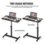 Eocnrhe Adjustable Overbed Bedside Table, Hospital Bed Table with Wheels, Portable Rolling Desk, Mobile Small Standing Desk, Rolling Laptop Stand, Computer Cart