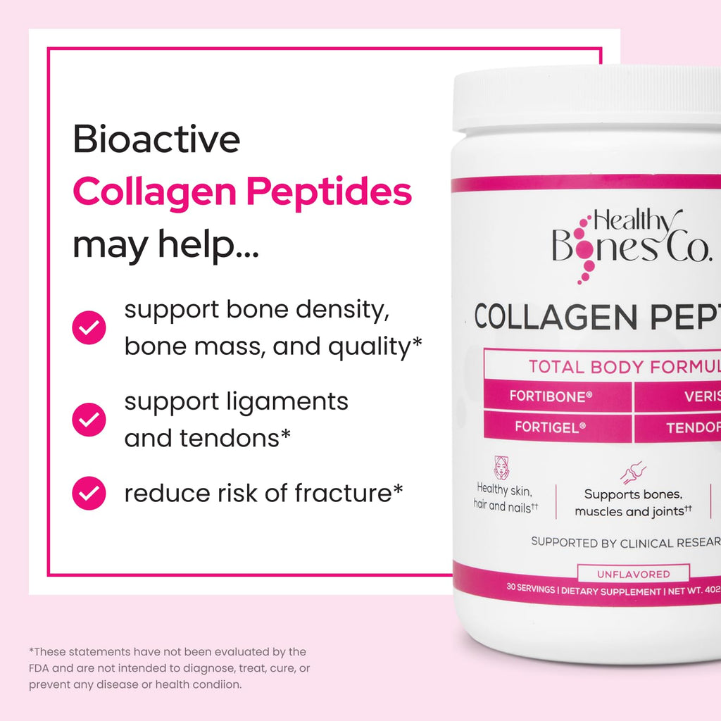 FORTIBONE® Premium Bone Health Collagen Peptides w/FORTIGEL®, VERISOL® & TENDOFORTE®, Clinically-Supported for Bones, Joints Skin Hair Nails, Hydrolyzed Collagen, Anti-Aging Formula (30 Servings)