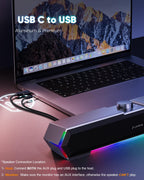 LENRUE G11 Computer Speakers for Desktop, Touch Lights PC Speakers with Surge Clear Sound, USB C/USB Powered, AUX Audio for Computer Desktop PC Laptop Desk
