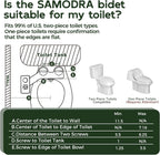 SAMODRA Bidet Attachment, Non-Electric Cold Water Bidet Toilet Seat Attachment with Pressure Controls, Retractable Self-Cleaning Dual Nozzles for Frontal & Rear Wash - Black
