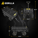 Gorilla Carts Steel Utility Cart, 4 Cu Ft Bed, 900 lb Load Capacity, Black – Towable Heavy-Duty Outdoor Hauling Wagon with Removable Side Panels for Yard, Lawn, Garden or Landscaping