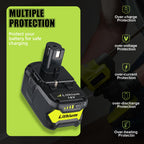 2Pack 6.0Ah Repacement for Ryobi 18V Battery with P117 Charger Compatible with Ryobi Battery 18V P102 P103 P104 P105 P107 P108 P109 Battery & Charger Kit