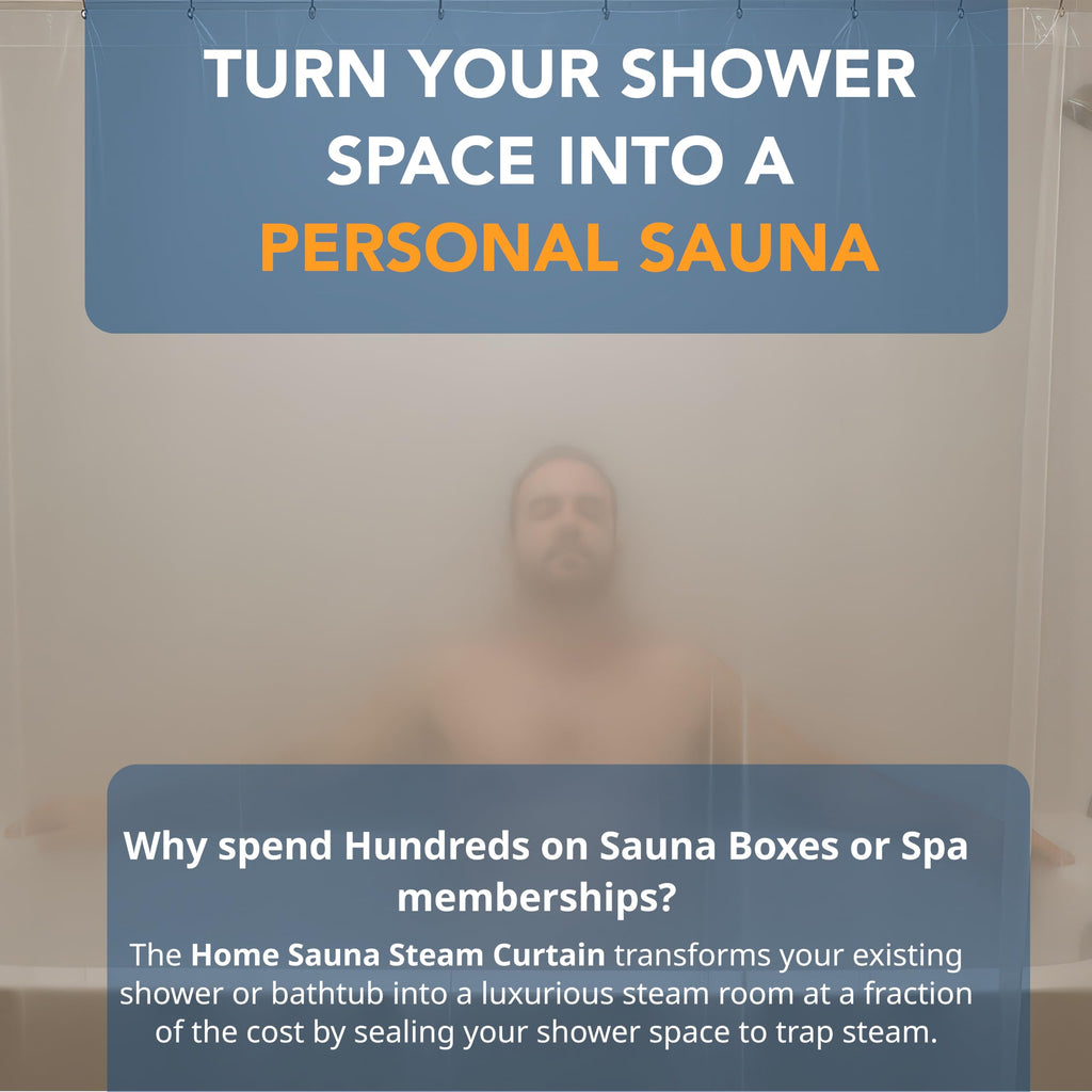 Home Sauna - Removable Sauna Steam Curtain | for Steam Bath Detox & Spa Relaxation | Turn Your Existing Shower into a Personal Steam Sauna | Fits with Existing Shower Curtain Liner