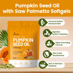 VivoNu Pumpkin Seed Oil with Saw Palmetto Capsules |Cold Pressed, Pure Virgin Oil,Essential Fatty Acids & Phytosterols |300 SoftgelsSupports Hair,Urinary,Bladder&Prostate Health|Non-GMO
