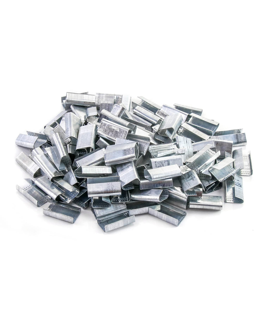 QWORK Seals for 1/2" Strap Width Steel Strapping, 500 Pcs Metal Clips for Firmly Securing Packaging and Pallet Banding, Fix Large and Medium-sized Loads for Storage and Transportation