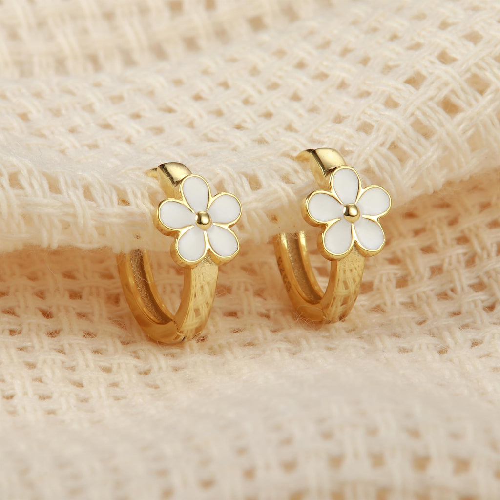 MILACOLATO Solid 925 Sterling Silver Flower Hoop Earrings Toddler Women