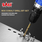 SALI Cobalt Drill Bit Set,10 Pack 15/64 Inch High Speed Steel Hex Shank Jobber Drill Bits, for Hardwood, Aluminum,Metal,Copper,Alloyed Steel