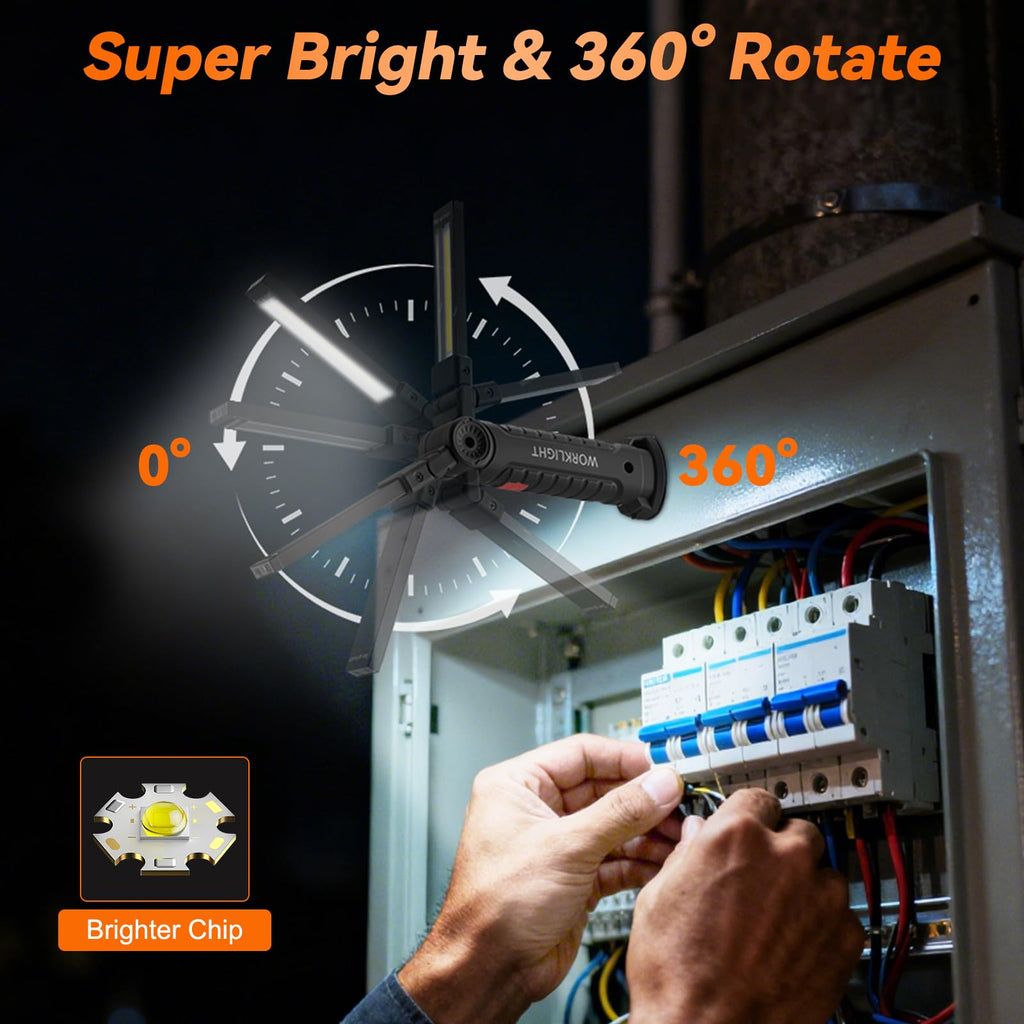 Ruboliy 6Pack Magnetic Rechargeable LED Work Light/Flashlight for Mechanics