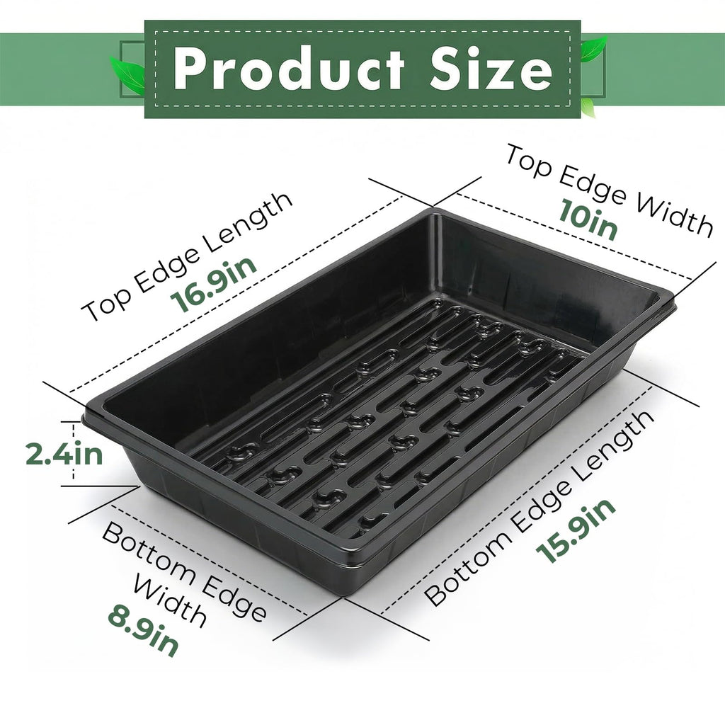 Sckee Upgraded 5 Pack Plant Growing Trays Seed Starting Tray Microgreens Growing Trays Seedling Plant Germination Starter Tray Transplant Fodder Flats, No Holes, No Leakage, Reusable (1017)