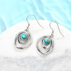 Phyonio Teal Turquoise Earrings for Women 925 Sterling Silver Turquoise Dangle Earrings Vintage Swirl/Spiral Ear Hook Earrings