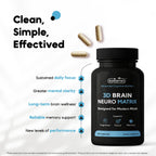 Kaitamin NSF & Eurofins Tested Brain Supplement for Memory & Focus – Nootropic | Ginkgo Biloba, Huperzine A, Bacopa Monnieri, Phosphatidylserine, Caffeine-Free Gelatin (30)