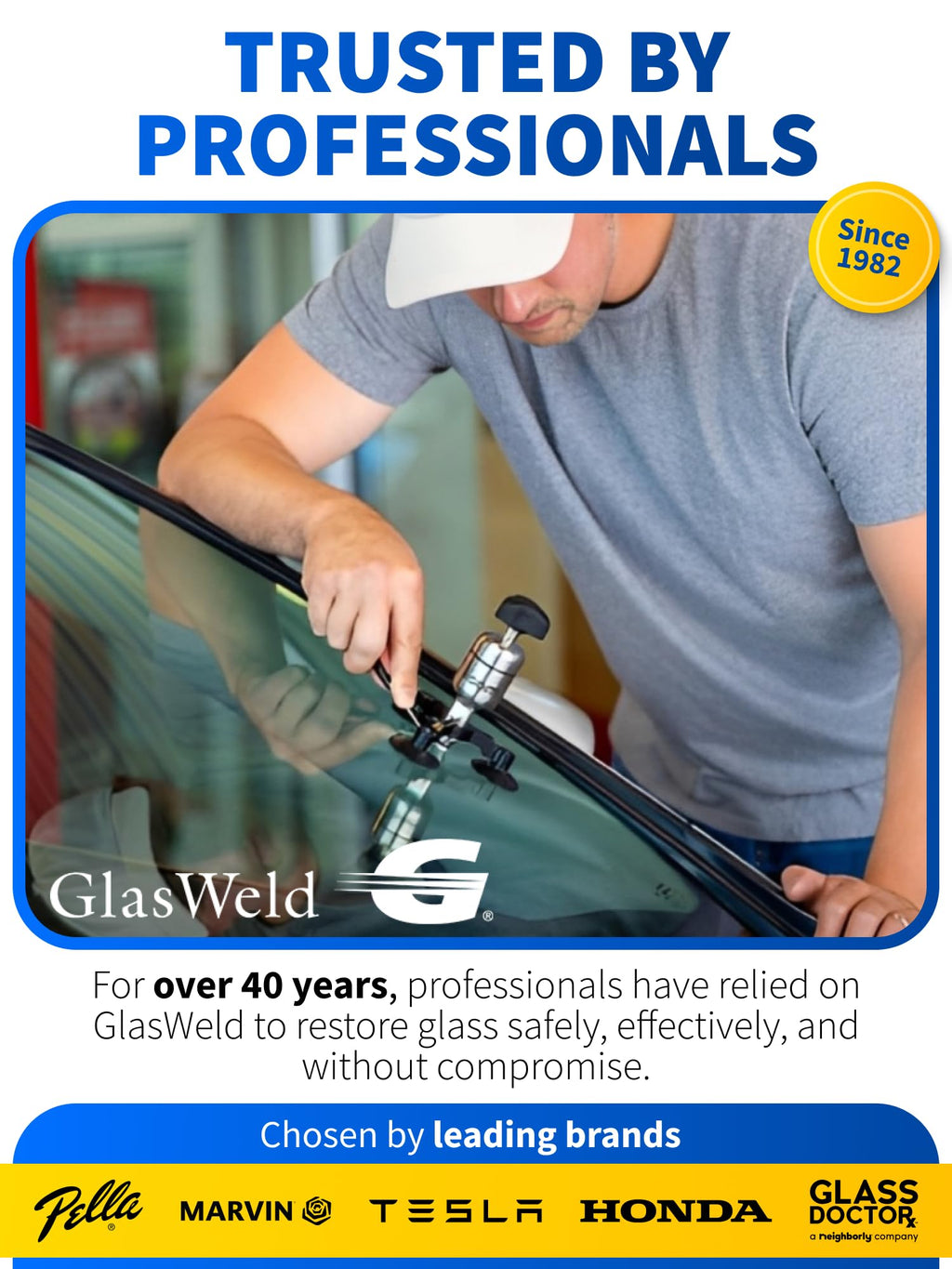 GlasWeld ProClean Hard Water Stain Remover for Glass & Metal – Non-Acid Mineral Deposit & Water Spot Remover for Cars & Shower Glass Cleaner - Removes Hard Spots from Windows – with Applicator Pad