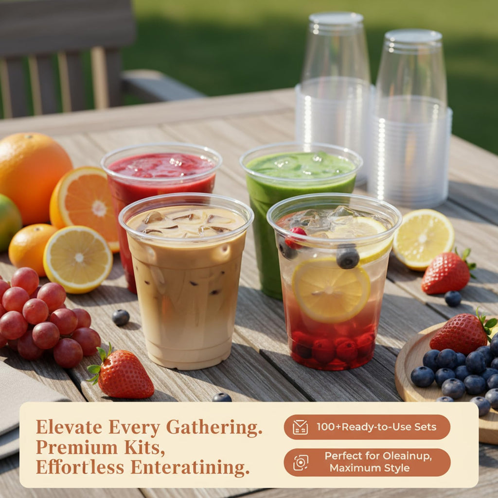 Voatree Disposable Clear Plastic Cups with Lids and Straws,110 Pack,16 oz