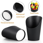 Disposable Charcuterie Cups 60 PCS with 200PCS Sticks and 60PCS Bags, 14 oz Kraft Paper Snack Boxes Appetizers Cup French Fry Holder with Cocktail Skewers Toothpicks Tooth Picks, Black