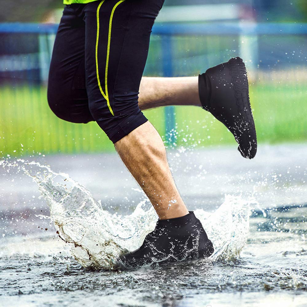 Shiwely Silicone Waterproof Shoe Covers, Upgrade Reusable Overshoes with Zipper, Resistant Rain Boots Non-Slip Washable Protection for Women, Men (XL (Women 11-13, Men 9.5-13), Black)