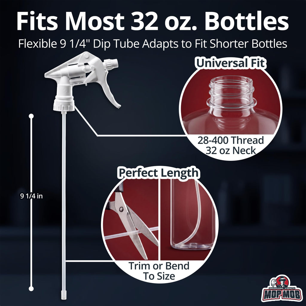 Leak-Free, Chemical Resistant Spray Head 5 Pk Industrial Spray Heads Only (No Bottles) for Auto/Car Detailing, Window Cleaning and Janitorial Supply. Heavy Duty Low-Fatigue Trigger and Nozzle.