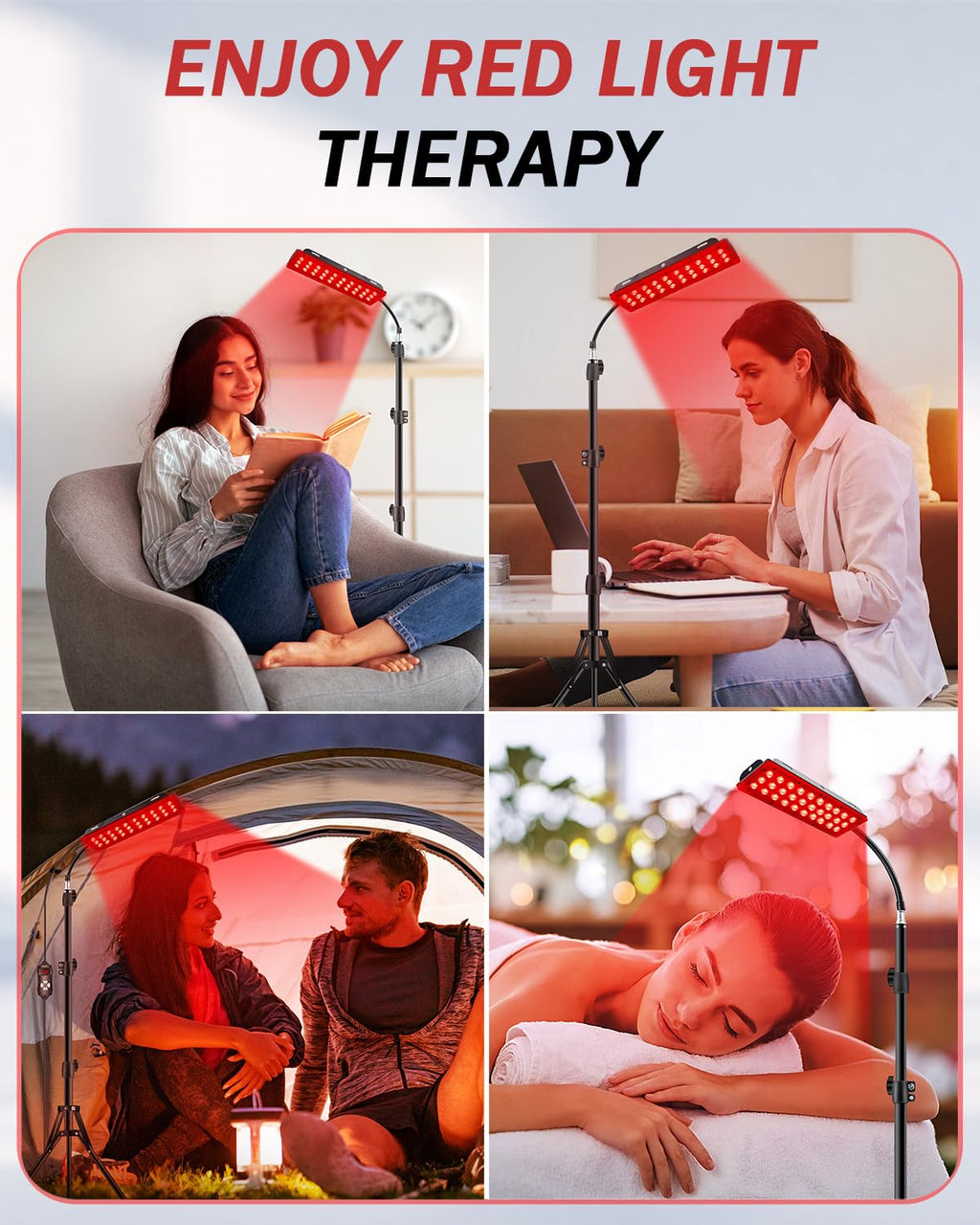 Rikimxin Red Light Therapy Lamp for Body, Infrared Light Therapy Lamps with Stand, 660nm Red and 850nm Near Infrared Redlight Therapy Device for Full Body Overall Health at Home with Eyes Protection