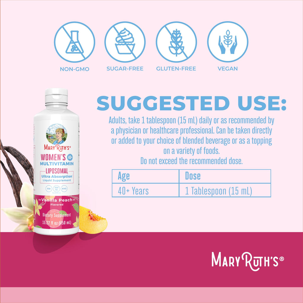 MaryRuth’s Multivitamin Liposomal for Women 40+ | Womens Multivitamin Liposomal | Immune Support Supplement | Menopause Supplement | Methylated Multivitamin | Vegan | Sugar Free | Non-GMO |15.22 Fl Oz