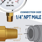 SENCTRL 0-100 Psi Liquid Filled Low Pressure Gauge, 1/4" NPT Lower Mount