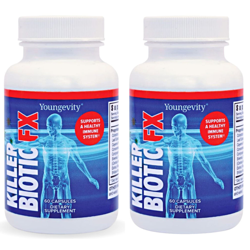 Youngevity Killer Biotic FX - Immune System Support | Sourced from Bee Propolis, Mushrooms & Colostrum | Natural Immunity Support | 120 Capsules (2 Pack)