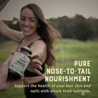 Heart & Soil – 100% Grass Fed & Finished Hair Skin and Nails Supplement from Regenerative Cattle with Cartilage, Liver, & Bone Marrow – 3000mg Beef Organs for Women & Men – Glass Bottle – 180 Capsules