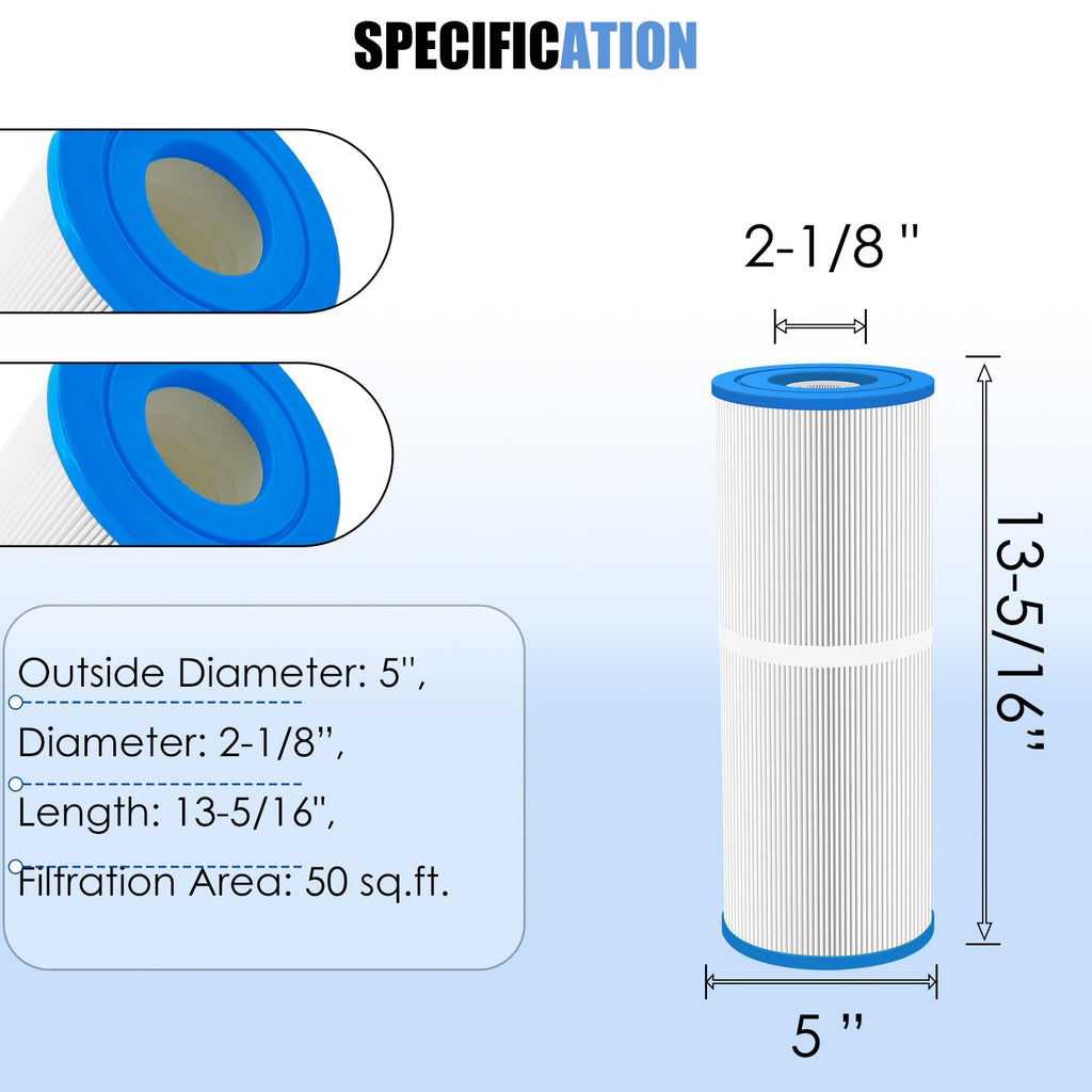 LVJUSEN Universal PRB50-IN Hot Tub Filter, Fits Jacuzzi J245, J235 (Not for 2023+), Replaces Unicel C-4950/ Pleatco PRB50-IN/Strong Spa& Cal spas 50 sq ft, 5x13 Filter-2 Pack