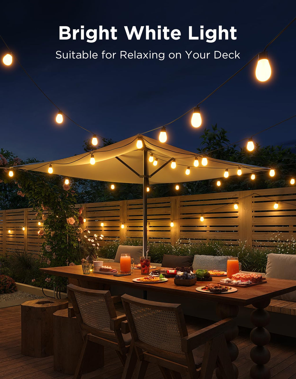 Govee S14 Bulb Outdoor String Lights 2, 96ft Smart RGBIC Warm White Lights with 30 LED Bulbs(2 Ropes of 48ft), 111 Scene Modes for Patio Decor, IP66 Compatible with Alexa, Google, Matter, APP Control