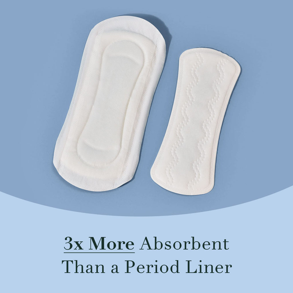 Rael Incontinence Liners for Women, Organic Cotton Cover, Postpartum Essential, Moderate Absorbency, Bladder Control, 4-Layer Core with Leak Guard Technology (Long, 72 Count)