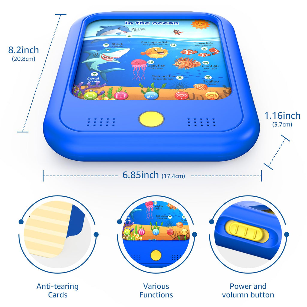 Kids Learning Tablet Educational Learning Pad for Toddlers 2-5 to Learn Alphabets, Numbers, Foods, Time, Music, Vehicles,Jurassic Park, Tablet Toy for Toddlers Ages 2 3 4 5 6 Years Old