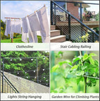 1/8 Inch Stainless Steel Wire Rope Kit, 7x7 Strands, 100 ft Length, With Cable Cutters, Sleeves, Thimbles, Clips, For Climbing Plants, Deck Railing, Fencing, Outdoor Hanging