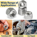 Vifmy 1/4-20 Lock Nut, 110Pcs Stainless Steel Nylock Insert Locking Nuts