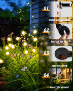 OZS 6 Pack Total 48 LED Solar Garden Lights Fairy Outdoor - Solar Firefly Lights Outdoor, Sway by Wind, Waterproof for Garden Patio Pathway Fairy Decoration (Warm White)