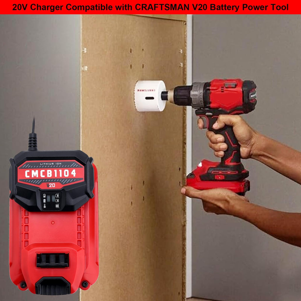 ELEFLY Compatible with Craftsman 20V Battery CMCB1104 Fast Charger, Compatible with Craftsman 20V Lithium Battery CMCB201 CMCB202 CMCB205 CMCB209 CMCB206 CMCB202-2
