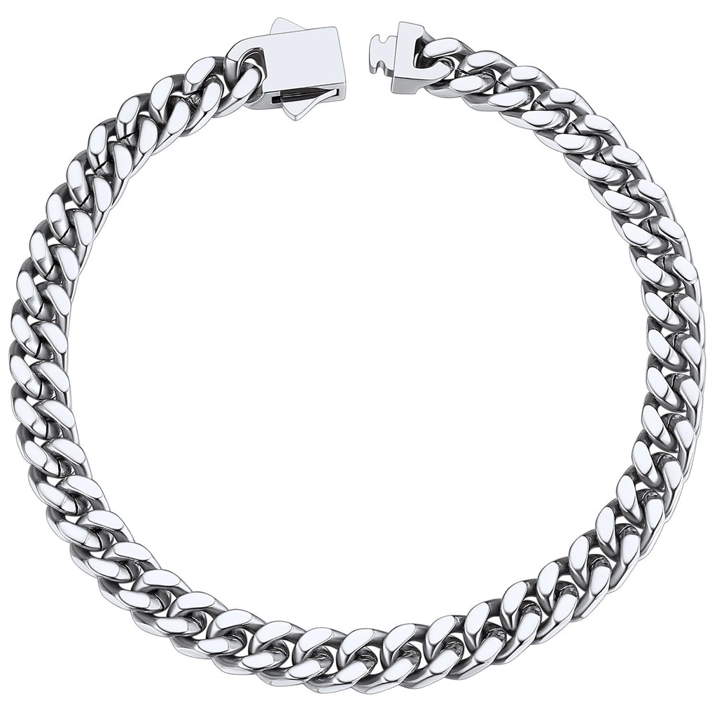 ChainsHouse Stainless Steel Cuban Link Bracelet for Men, 5mm 7.5 inch