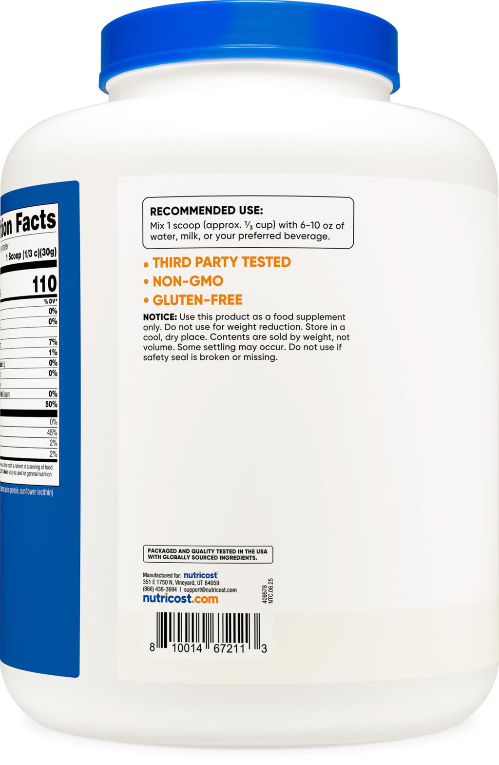 Nutricost Casein Protein Powder 5lb - Micellar Casein, Non-GMO, Gluten Free (Unflavored)