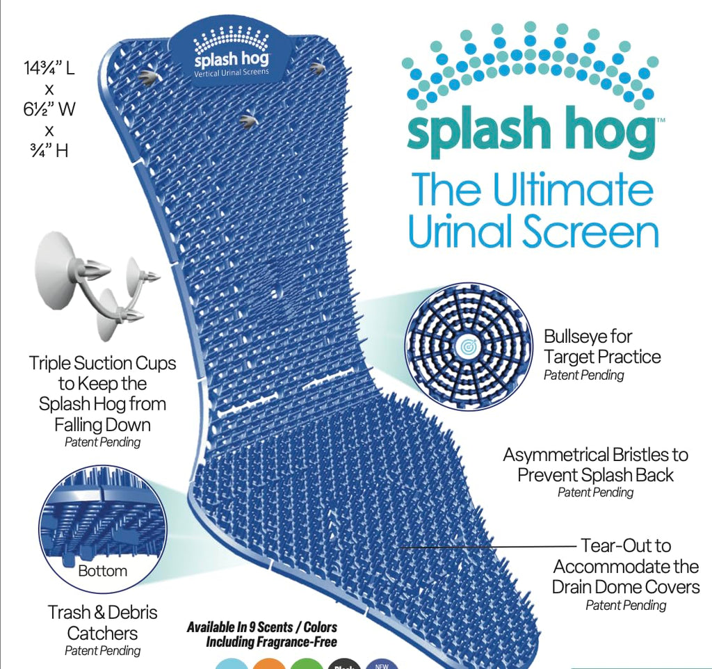 Splash Hog Urinal Screen | Clean Scent | Reduces Splash-Back | Long Lasting Fragrance | Deodorizes for up to 60 Days | 6-Pack |