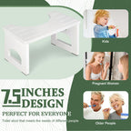 Foldable Toilet Stool, 7 Inch Poop Stool for Bathroom, Bamboo Toilet Stool Squat Adult, Collapsible Squatting Potty Stool with Non-Slip Strip - Improve Squatting Posture and Comfort, White