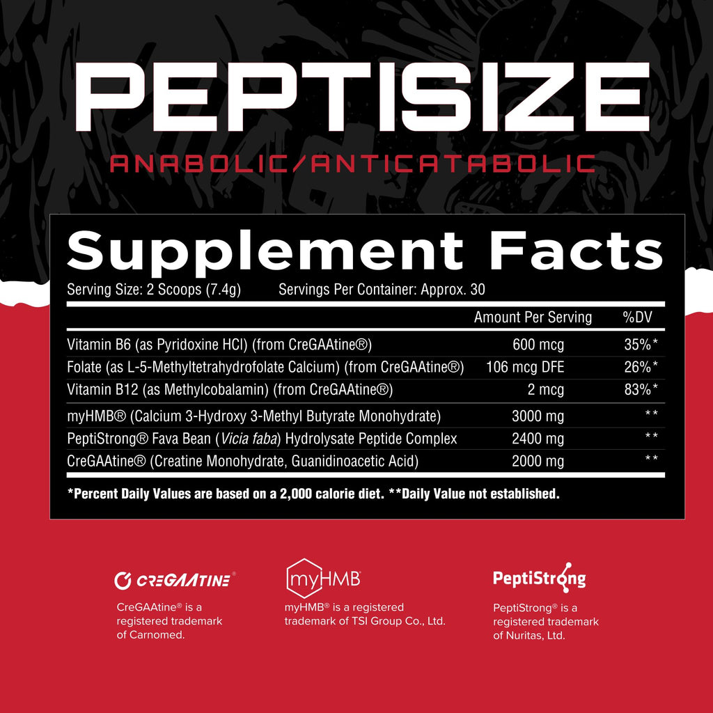 Unmatched Peptisize Advanced Muscle Support Formula | myHMB, PeptiStrong, CreGAAtine | Strength, Performance & Muscle Growth | Natural Flavors & Sweeteners | 30 Servings (Unflavored)