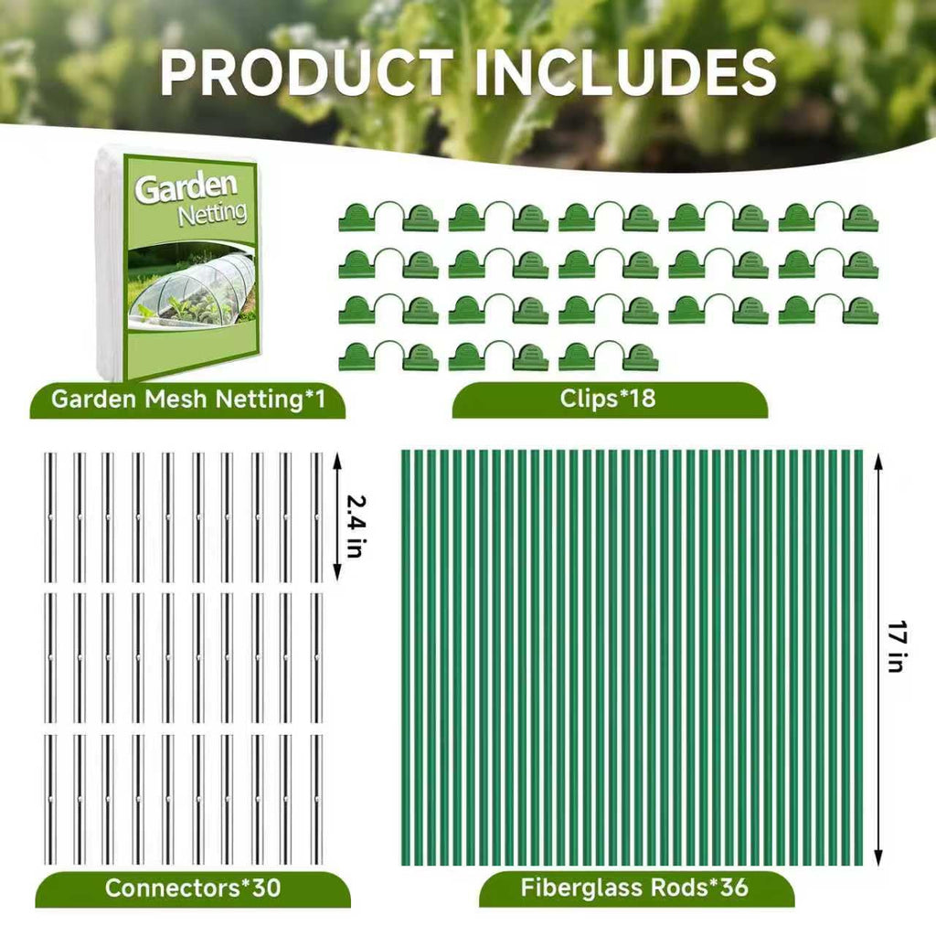 Nsitehalo 36pcs Garden Hoops for Raised Beds with Garden Netting, Clips