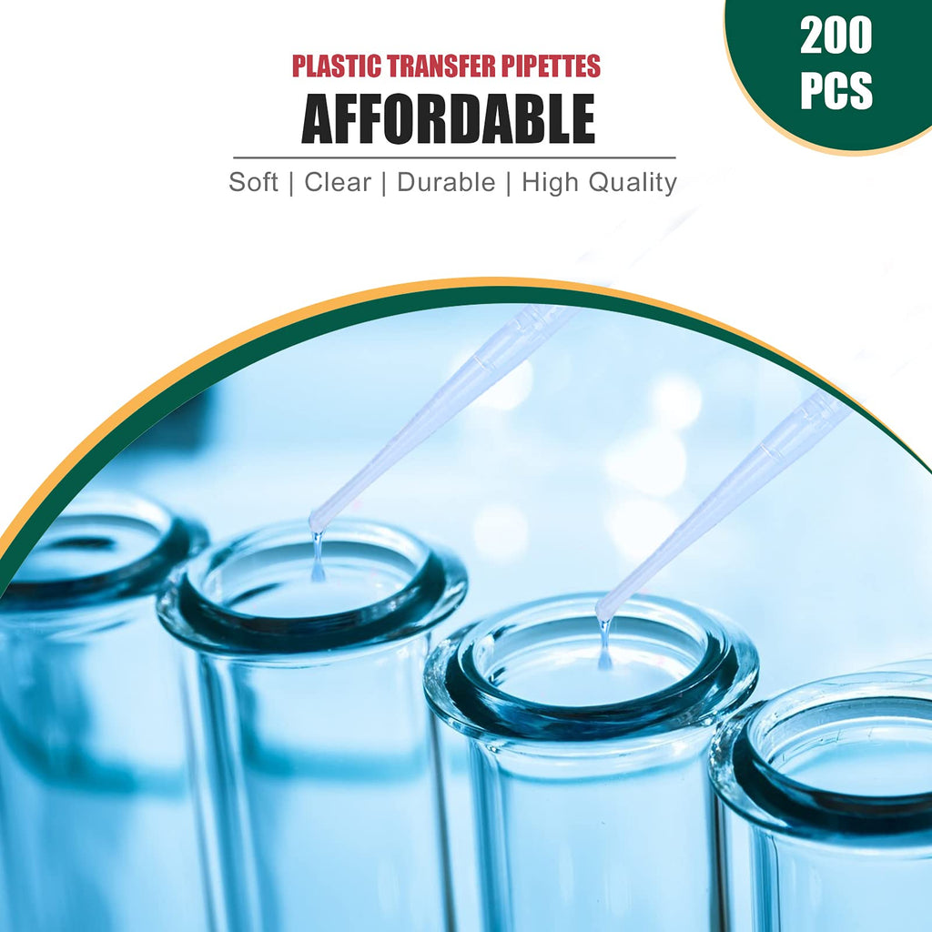 Moveland 200PCS 3ml Disposable Plastic Transfer Pipettes for Oil Lab Art