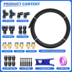 TAILONZ PNEUMATIC Black 4MM or 5/32 Inch OD 10 Meter 32.8ft PU Polyurethane Air Tubing Kit Pipe Hose Air Line Tubing Air Hose Fittings Push to Connect Fittings(29PCS)