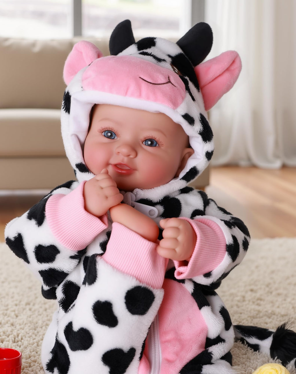 BABESIDE Baby Dolls, 17inch Large Realistic Soft Baby Doll with Cow Outfit