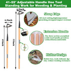 Gardening Tools Hollow Hoe, All-Steel Hardened Hollow Hoe with 55 Inch Long Handle, Sharp Edge Garden Weeding Tools, Garden Weeder Tool Shovel Weed Puller for Backyard Loosening Farm Planting Weeding