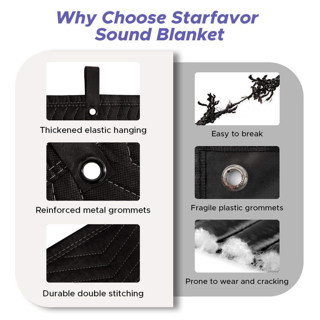 Starfavor 2 Pcs Large Sound Dampening Blanket 96" x 80" Heavy Duty Soundproof Blanket Noise Reduction Studio Sound Absorption Curtian/Light Blocker/Moving Blanket