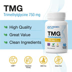 Puregen Labs TMG 750 mg – Trimethylglycine Supplement – Non-GMO, NO Gluten and Dairy - 3 Pack | Total 180 Vegetarian Capsules