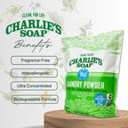 Charlie’s Soap Laundry Powder Detergent (150 Loads, 1 Pack) Fragrance Free Hypoallergenic Deep Cleaning Laundry Detergent Powder – Residue Free, HE Compatible, Septic Safe