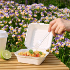 JOLLY CHEF Clamshell Take Out Food Containers, [6 * 6" 200-Pack] To Go Containers Disposable, Sugarcane To Go Boxes for Salad,Lunch