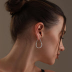 LeCalla 925 Sterling Silver Hoop Earrings for Women - Classic Diamond Cut Oval Hoop Earrings Trendy | Anti Tarnish Textured Hoops Jewelry Gifts for Women | Jewelry for Work, Party, Anniversary & Birthday 35mm